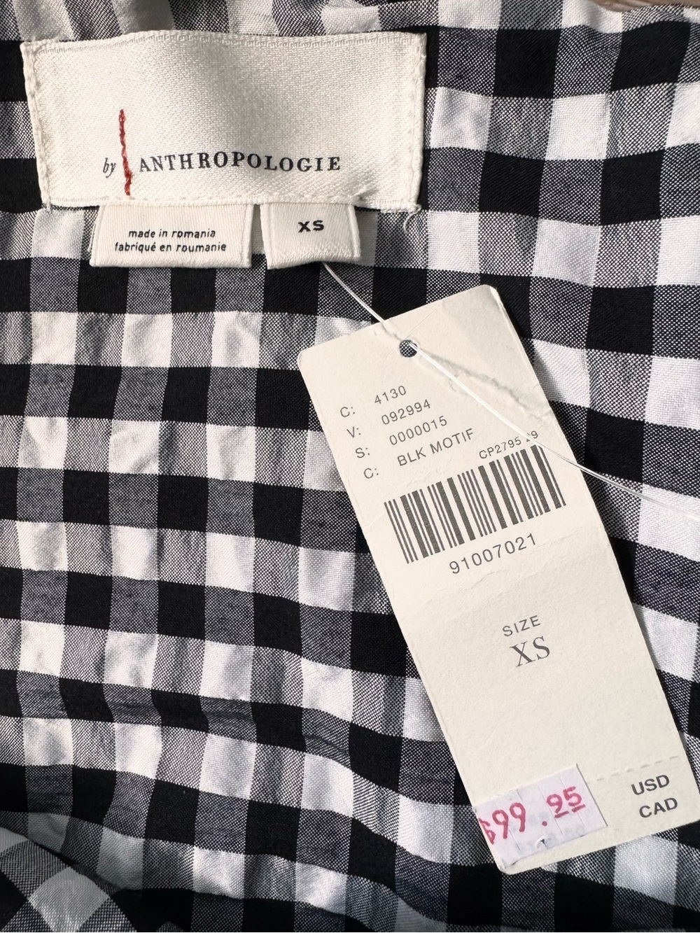NWT Anthro Gingham One-Shoulder Midi Dress XS - Picture 14 of 15